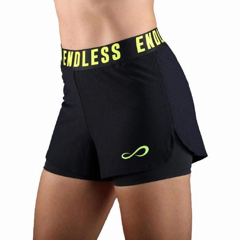 Endless Tech Iconic Shorts Black Yellow Women