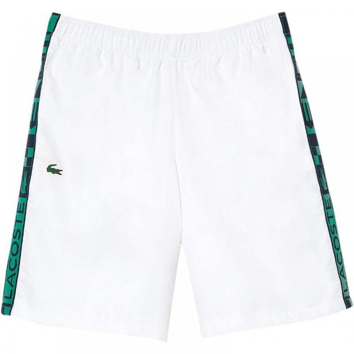 Lacoste Sport Shorts Side Stripes White Green