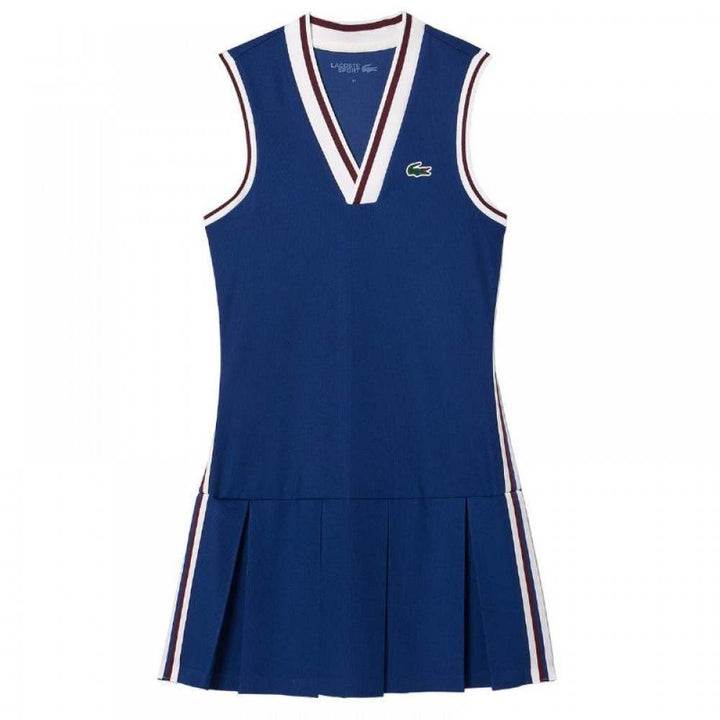 Vestido Lacoste Sport Piqué Azul Marinho Borgonha