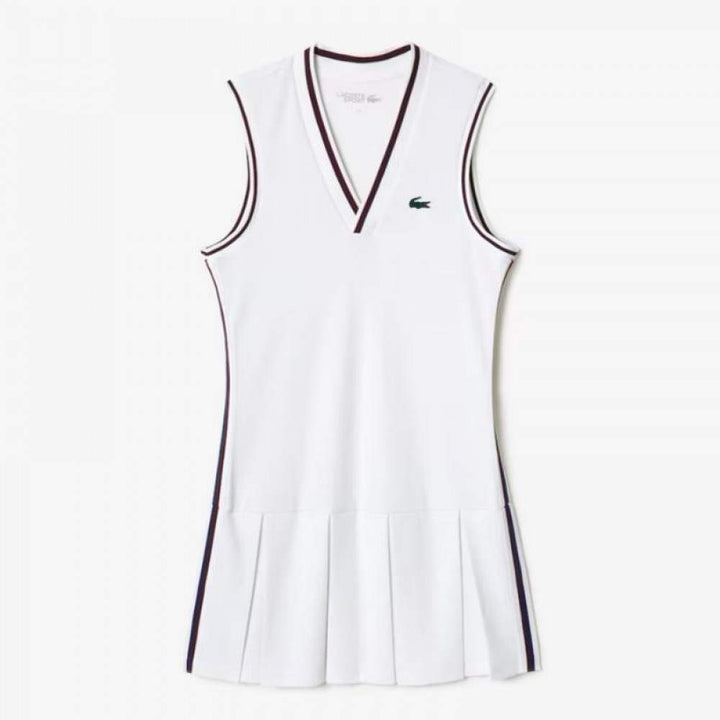 Vestido Lacoste Sport Piqué Branco Borgonha