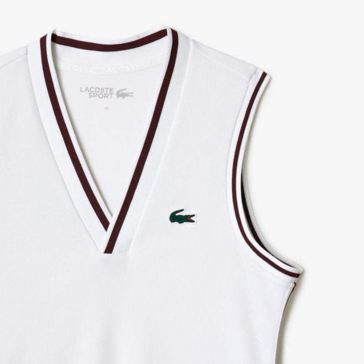 Vestido Lacoste Sport Pique Blanco Burdeos