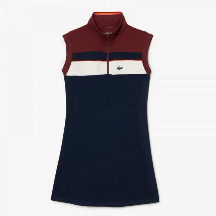 Vestido Lacoste Sport Reciclado Azul Marinho Borgonha