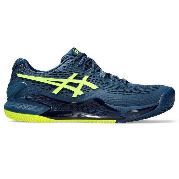 Asics Gel Resolution 9 Clay Blue Mako Yellow Running Shoes
