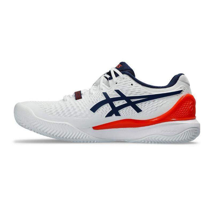 Asics Gel Resolution 9 Clay White Navy Blue Shoes