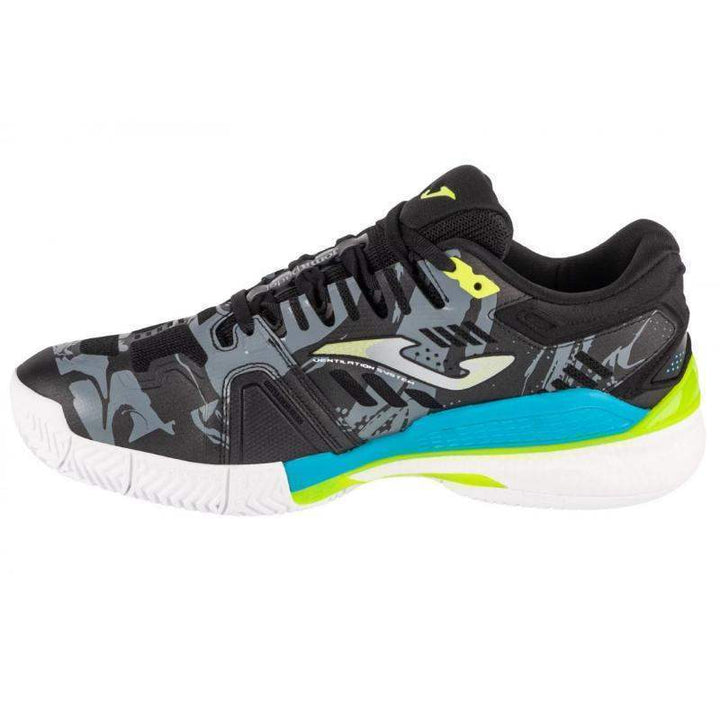 Ténis Joma Slam 2401 preto azul amarelo