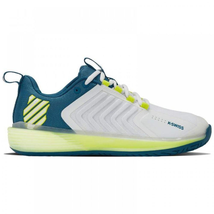 Sapatos Kswiss Ultrashot 3 Branco Azul Amarelo Fluorescente