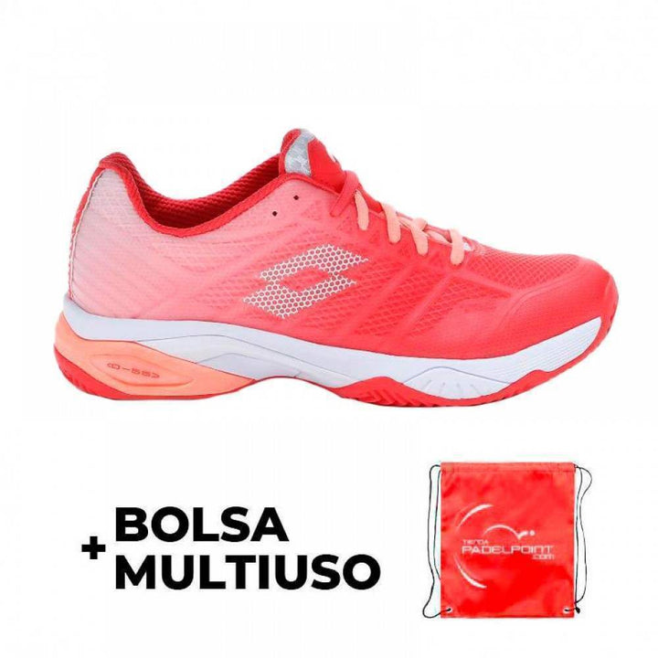 Tênis feminino Lotto Mirage 300 Red Fluor Branco Salmão