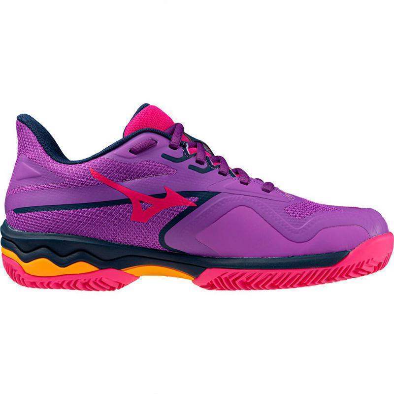 Sapatos femininos Mizuno Wave Exceed Light 2 Padel Roxo Branco Fúcsia