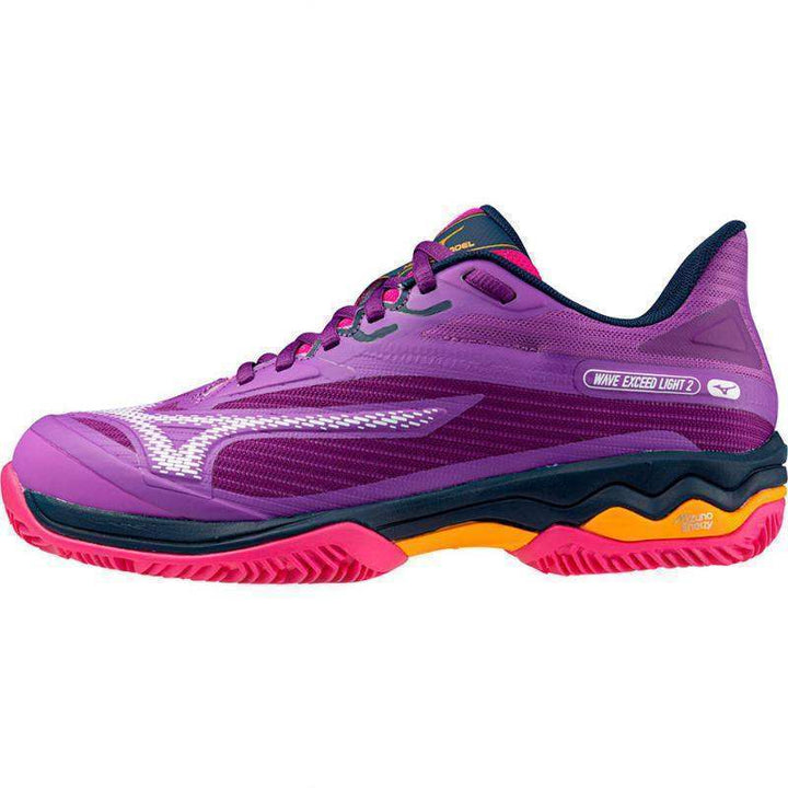 Sapatos femininos Mizuno Wave Exceed Light 2 Padel Roxo Branco Fúcsia