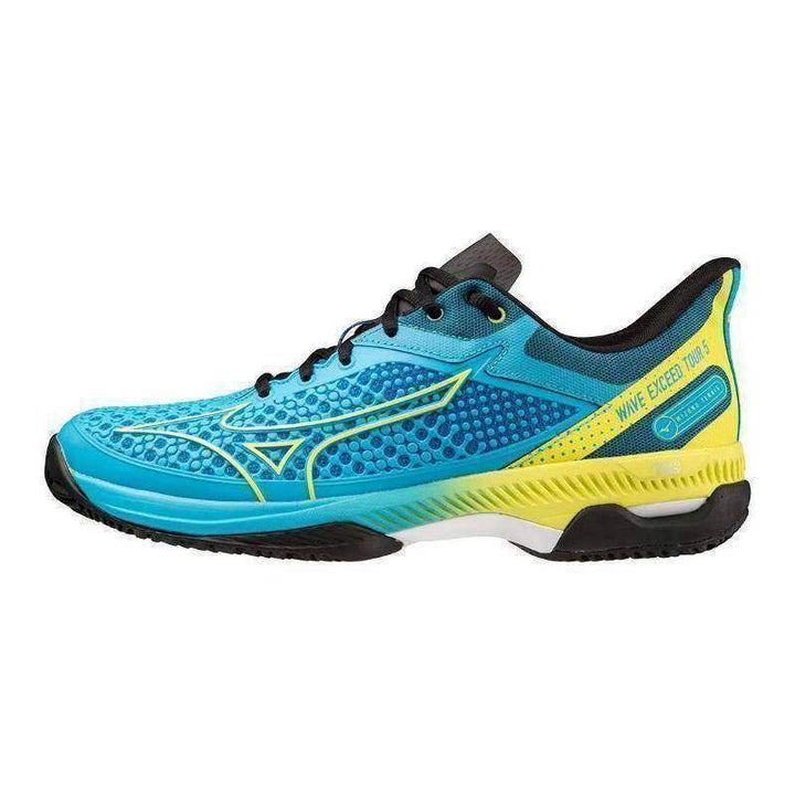 Ténis Mizuno Wave Exceed Tour 5 CC azul amarelo