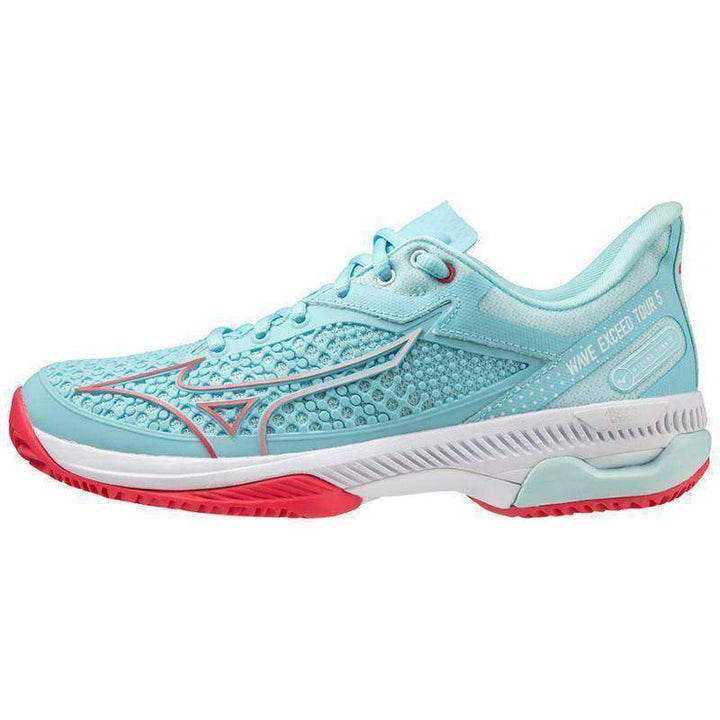 Sapatos femininos Mizuno Wave Exceed Tour 5 CC turquesa branco