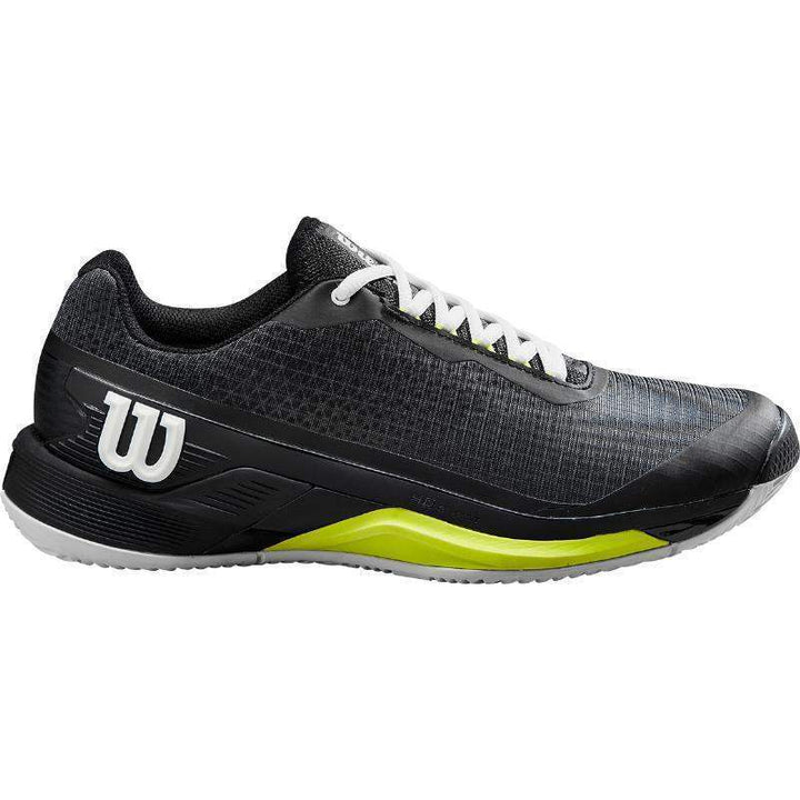 Wilson Rush Pro 4.0 Clay Black White Yellow Shoes